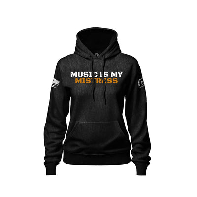 Solid Black Women's Music Is My Mistress Front Design Hoodie