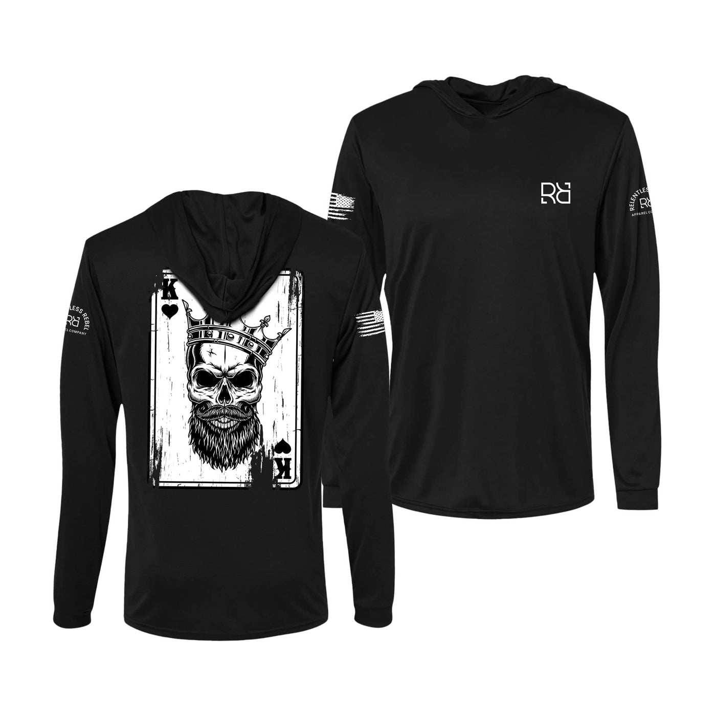 Rebel King | "Rebel Ace" | Men's Dry Fit Hooded Long Sleeve | UPF50