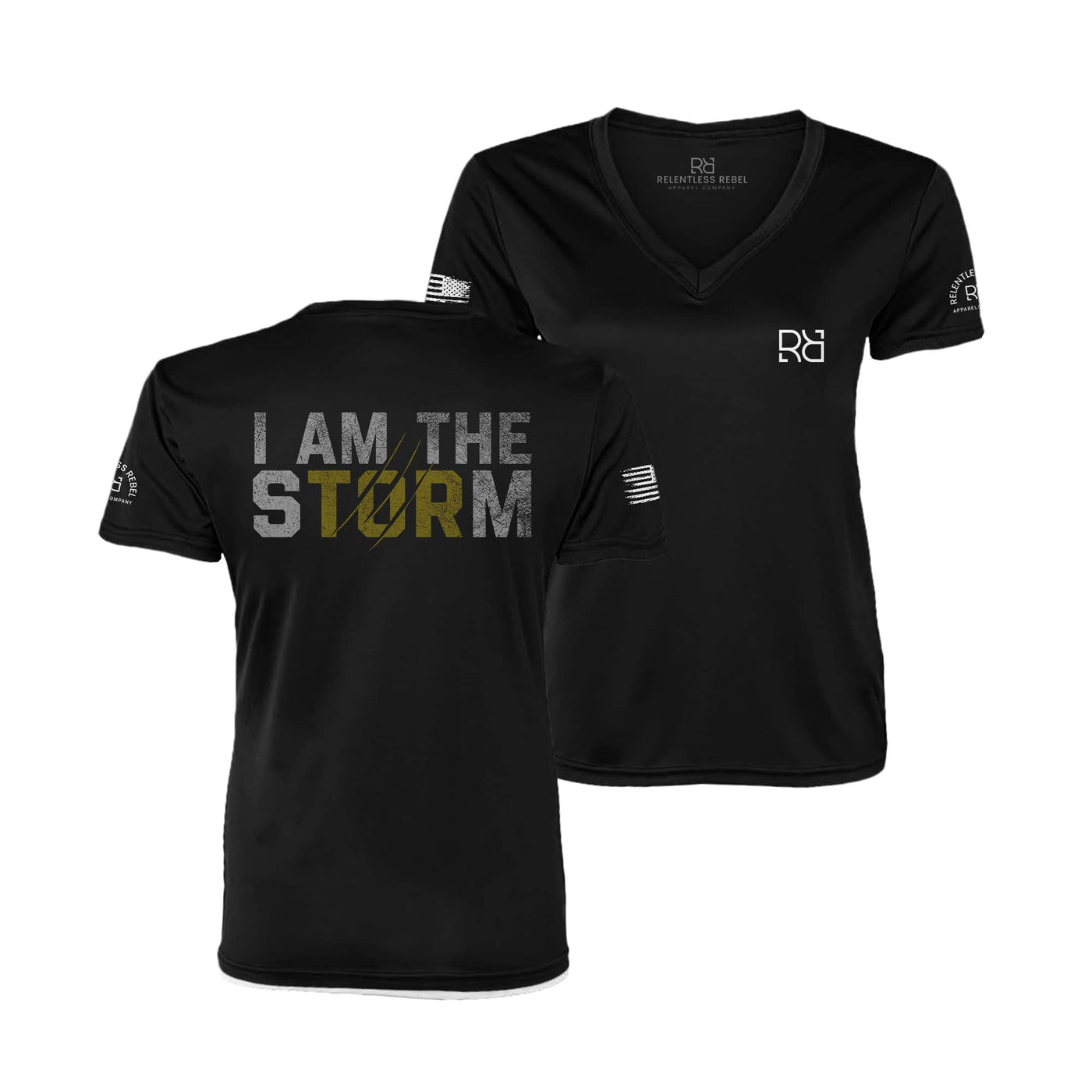 Solid Black I Am The Storm Women's V-Neck Tee