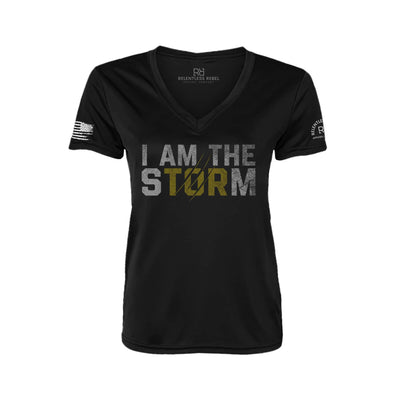 I Am The Storm Black Women's V-Neck Dry Fit Tee