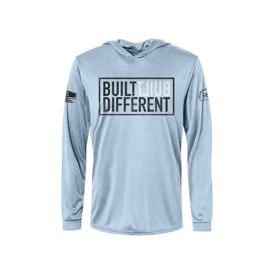 Built Different | Men's Dry Fit Hooded Long Sleeve | UPF50 Blue Mist