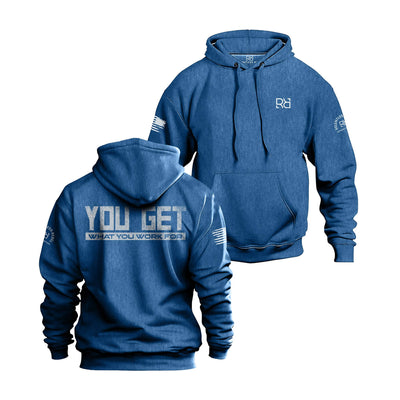 Royal Heather Men's You Get What You Work For Back Design Hoodie