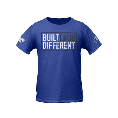 Built Different Youth front design royal blue tee