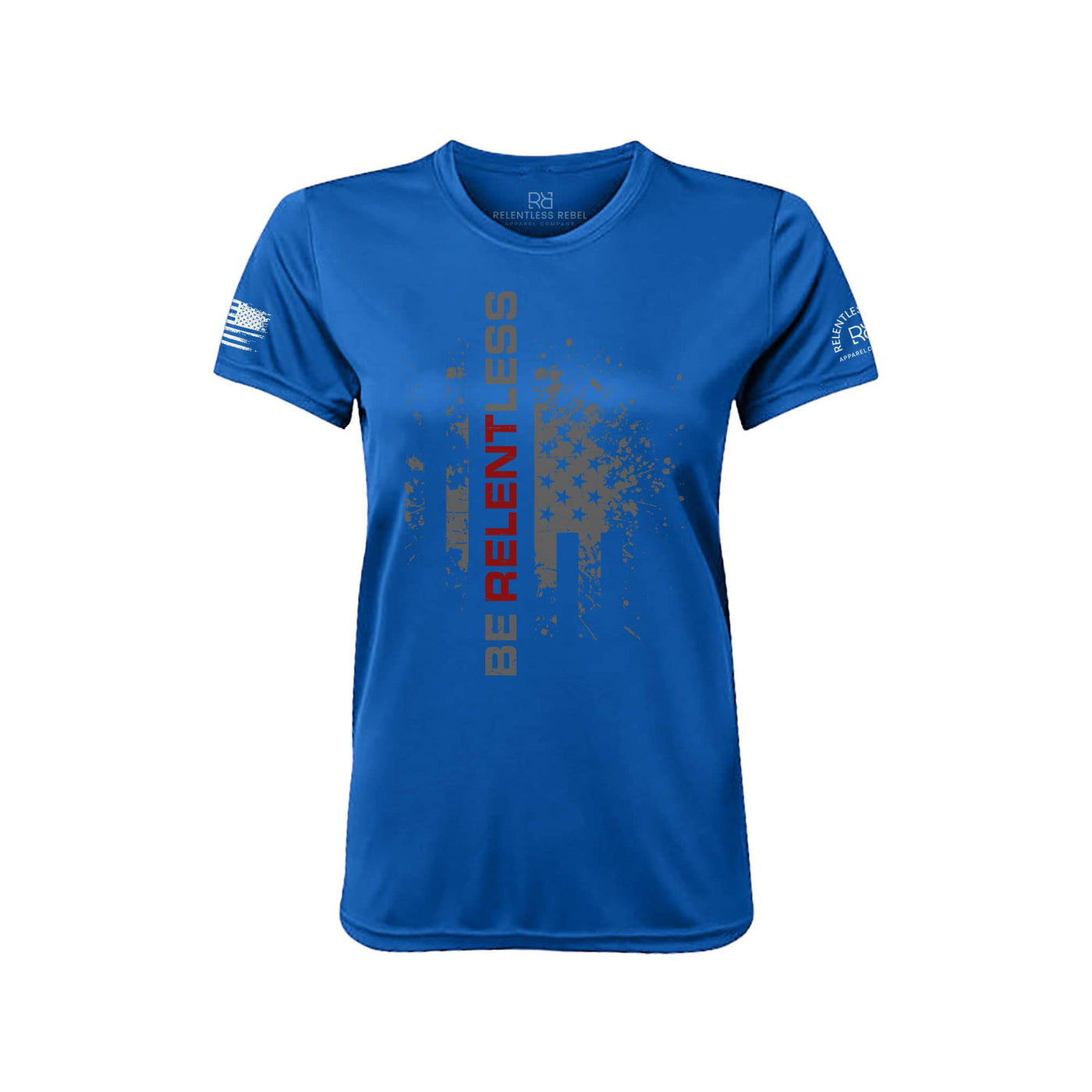 Be Relentless Front Rebel Blue Women's Dry Fit Tee