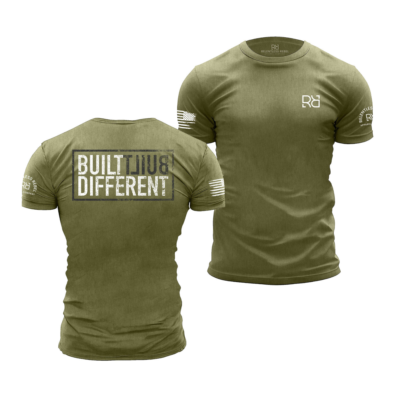 Be Relentless | Built Different | Military Green Men's Tee Bundle