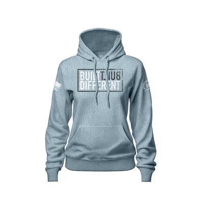 Built Different Women's front design blue mist hoodie