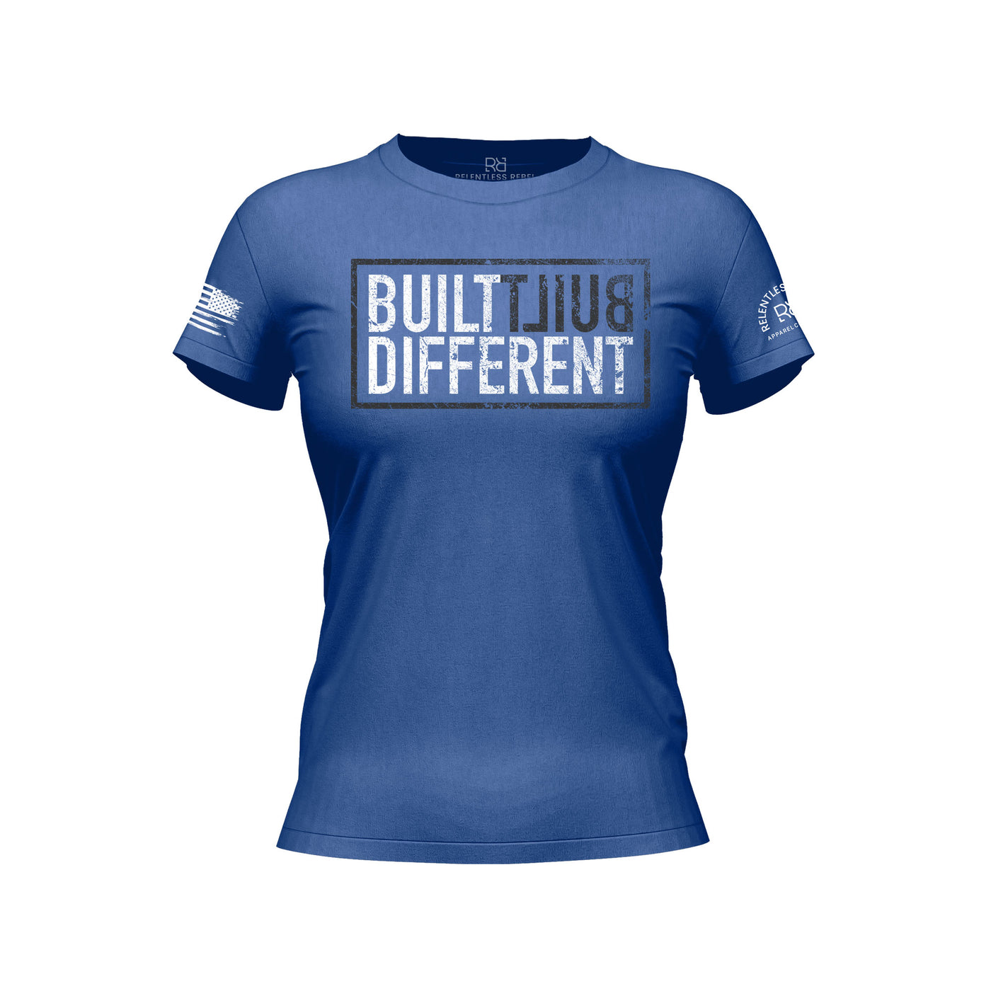 Built Different Women's Rebel Blue front design t-shirt