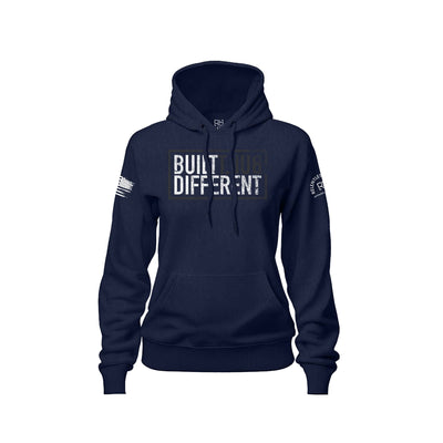 Built Different Women's front design navy blue hoodie