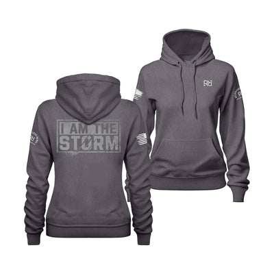 Charcoal Heather Women's I Am The Storm Back Design Hoodie