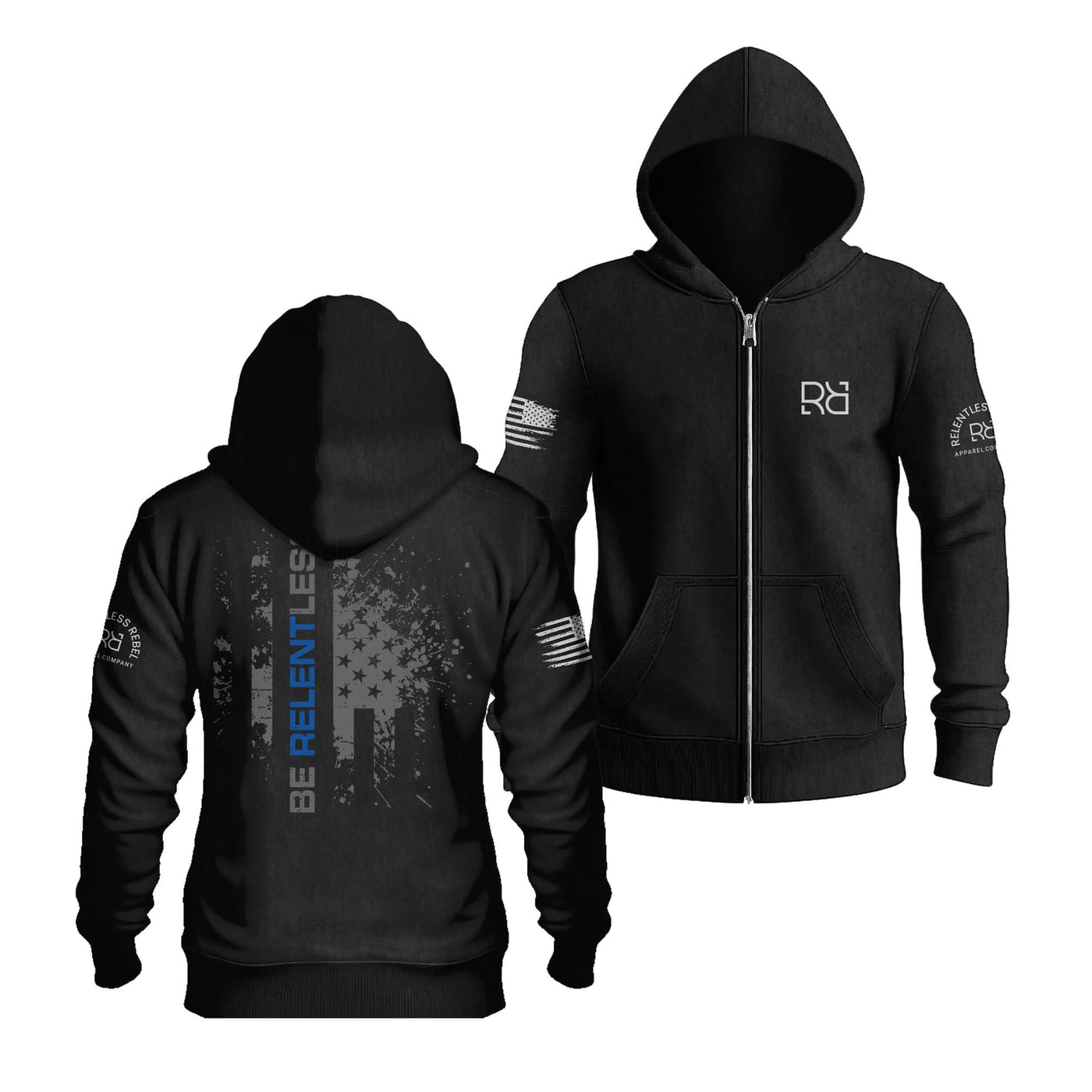 Charcoal Be Relentless Law Enforcement Zip Up Hoodie