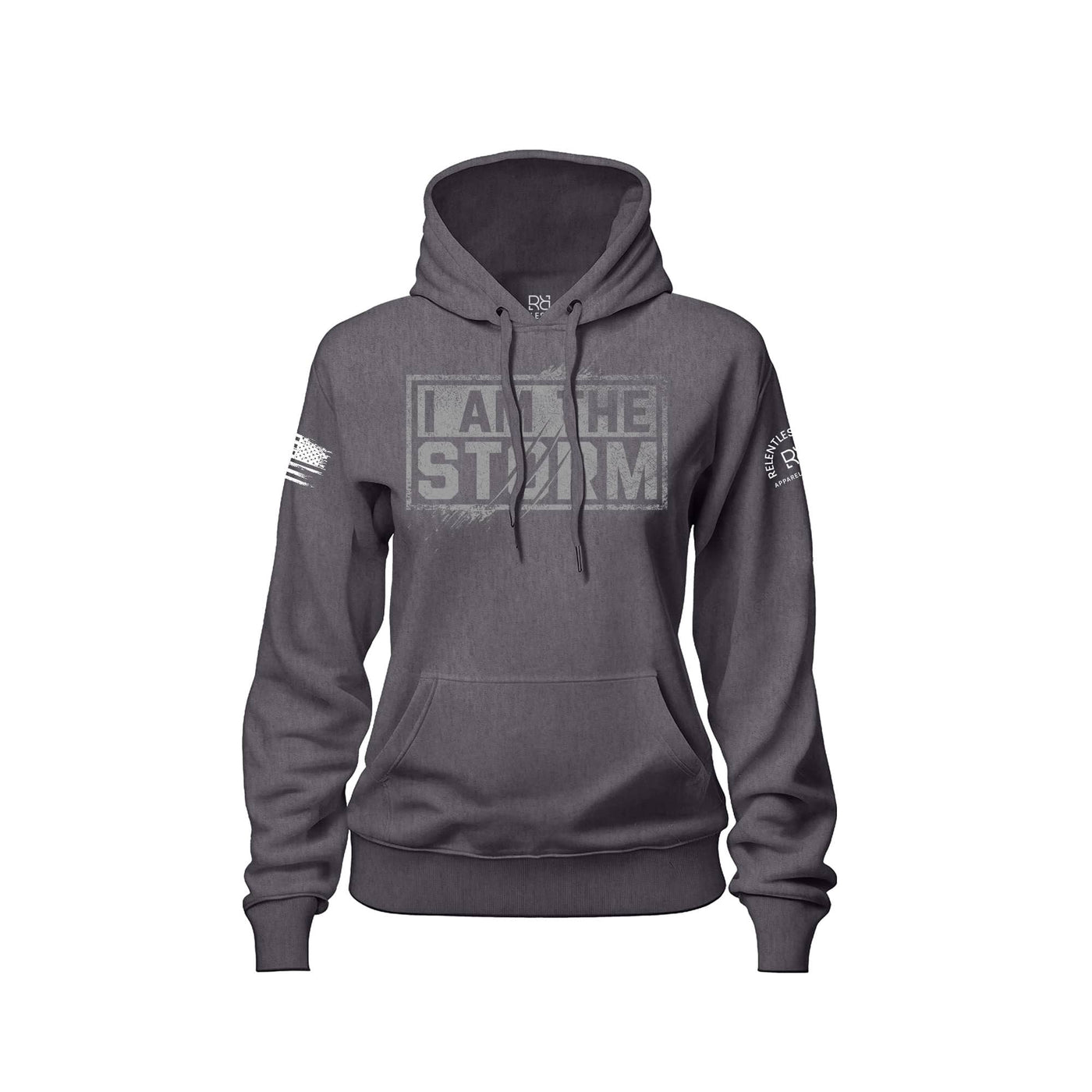 Charcoal Heather Women's I Am The Storm Front Design Hoodie
