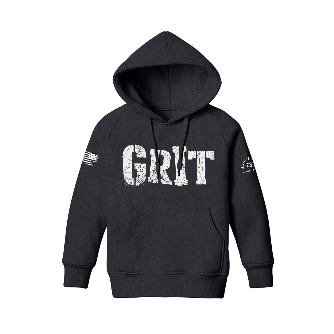 Charcoal Heather Youth Grit Front Design Hoodie