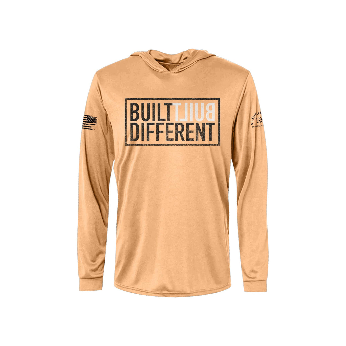 Built Different | Men's Dry Fit Hooded Long Sleeve | UPF50 Coral