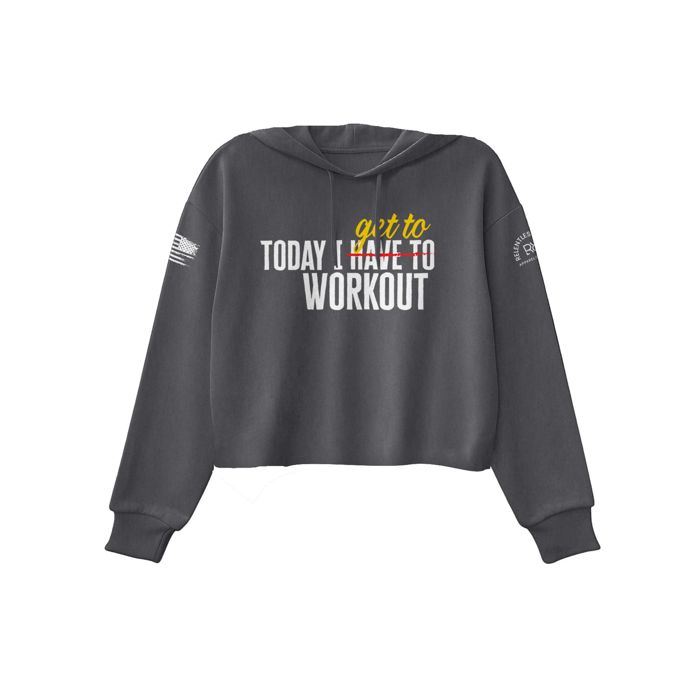 Dark Grey Heather Today I Get to Work Out Women's Cropped Hoodie