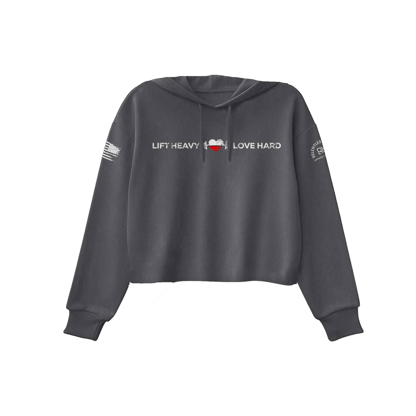 Dark Grey Heather Lift Heavy Love Hard Women's Cropped Hoodie