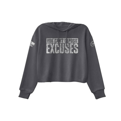 Dark Grey Heather You Can't Deposit Excuses Women's Cropped Hoodie