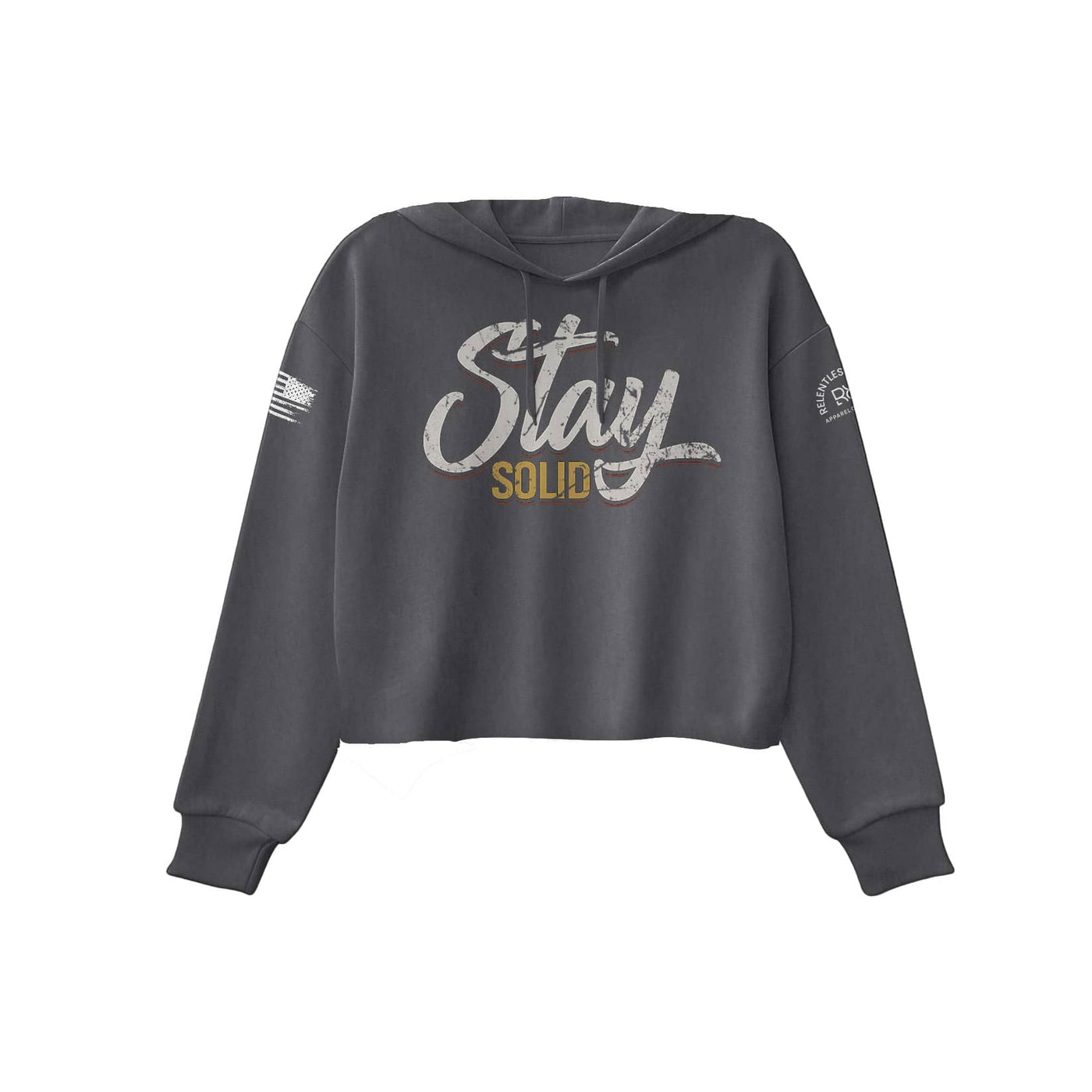 Dark Grey Heather Stay Solid Women's Cropped Hoodie