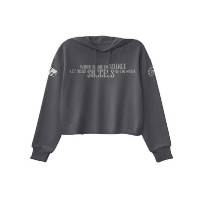 Dark Grey Heather Work Hard in Silence Women's Cropped Hoodie