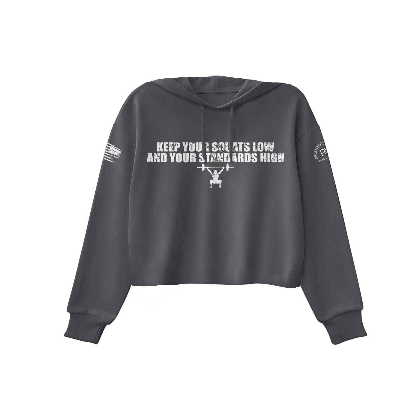 Dark Grey Heather Keep Your Squats Low Women's Cropped Hoodie