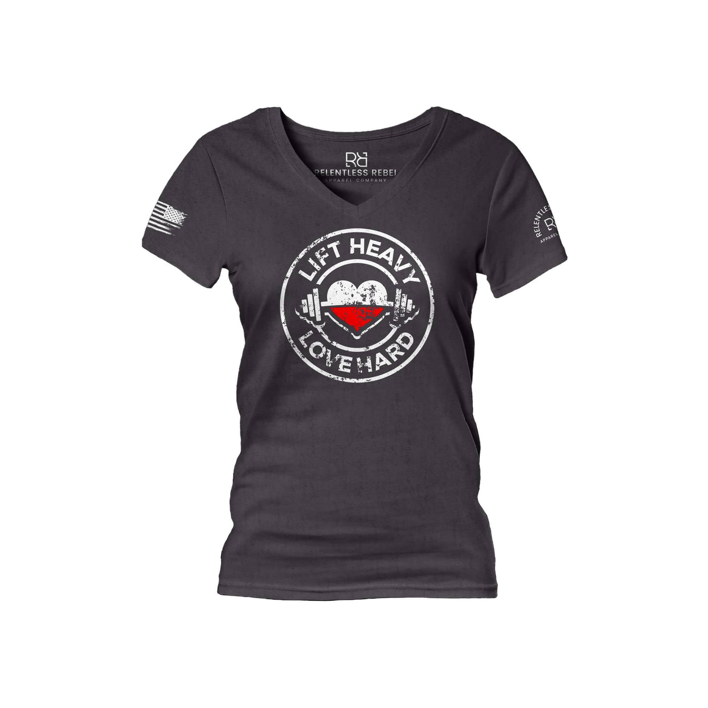 Lift Heavy Love Hard | C | Front | V-Neck Women's Tee