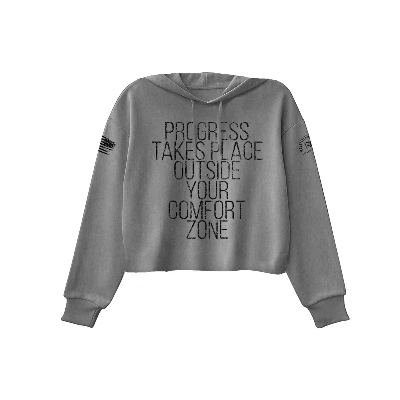 Grey Progress Takes Place Women's Cropped Hoodie