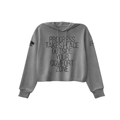 Grey Progress Takes Place Women's Cropped Hoodie