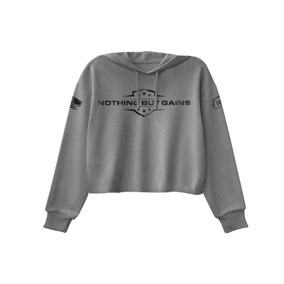 Deep Heather Women's Nothing but Gains Front Design Cropped Hoodie