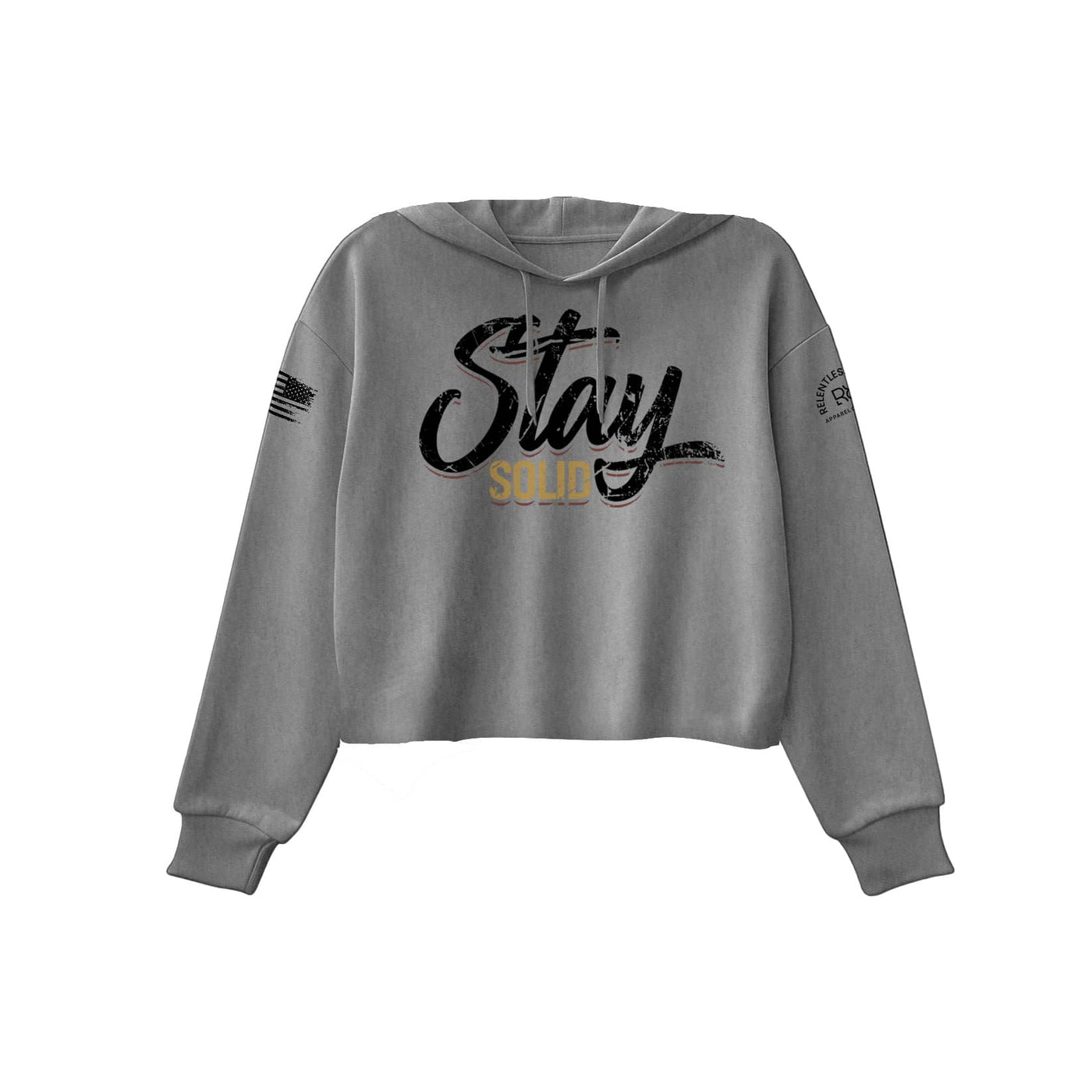 Grey Stay Solid Women's Cropped Hoodie