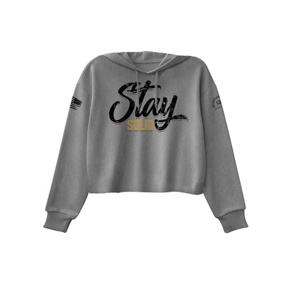 Grey Stay Solid Women's Cropped Hoodie