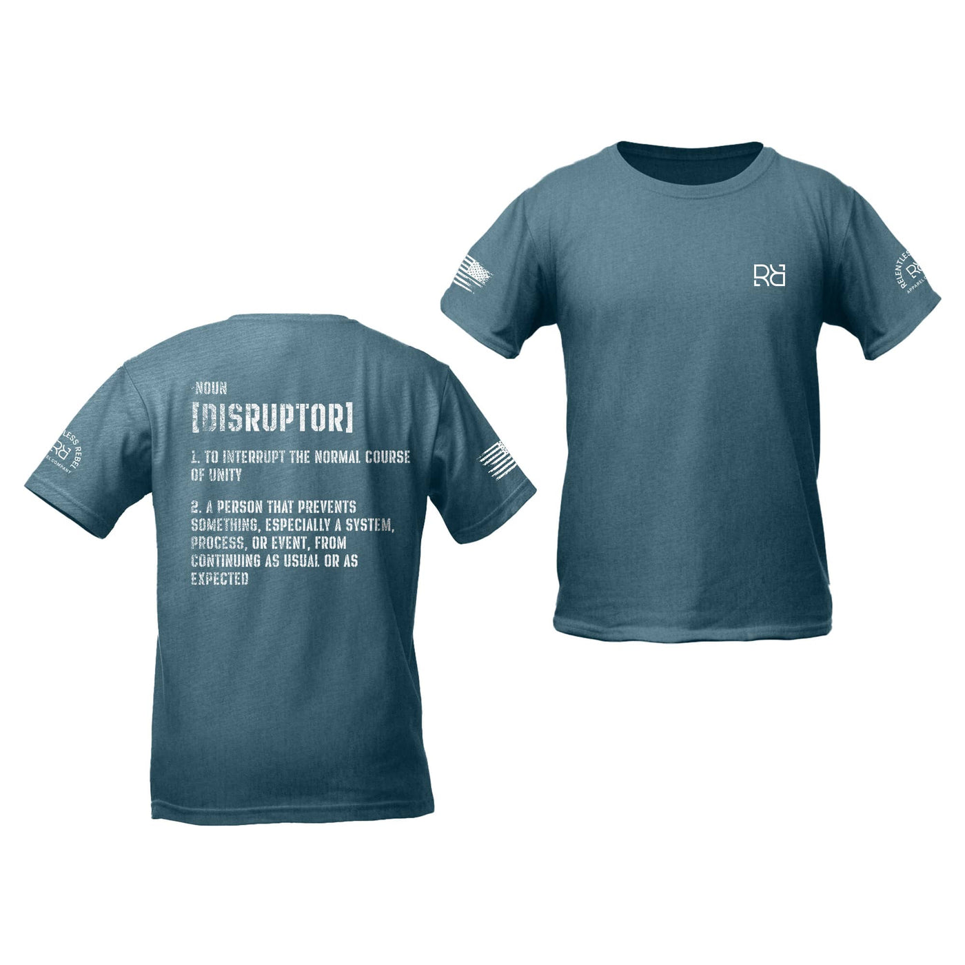 Deep Teal The Disruptor Back Design Youth Tee