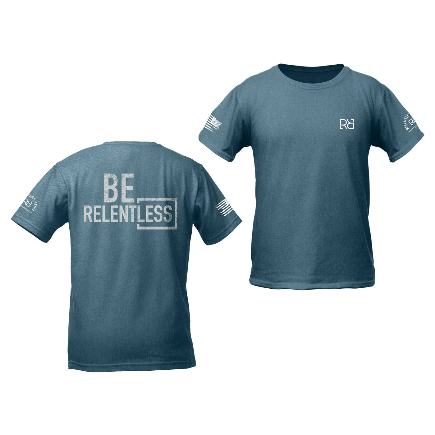 Deep Teal Youth Be Relentless Back Design Tee