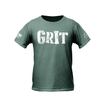 Dusty Blue Youth Grit Front Design Tee