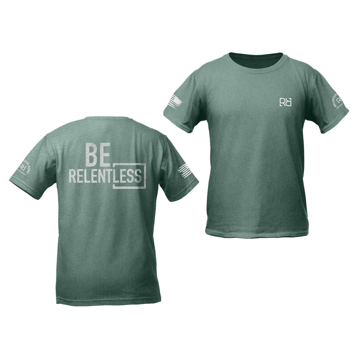 Dusty Blue Youth Be Relentless Back Design Tee