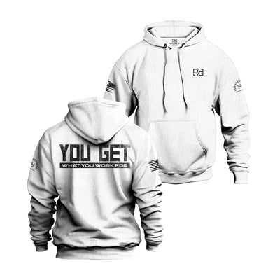 Relentless White Men's You Get What You Work For Back Design Hoodie