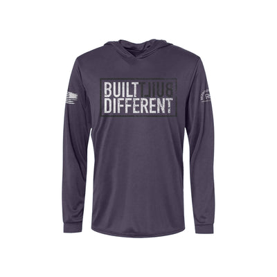 Built Different | Men's Dry Fit Hooded Long Sleeve | UPF50 Graphite