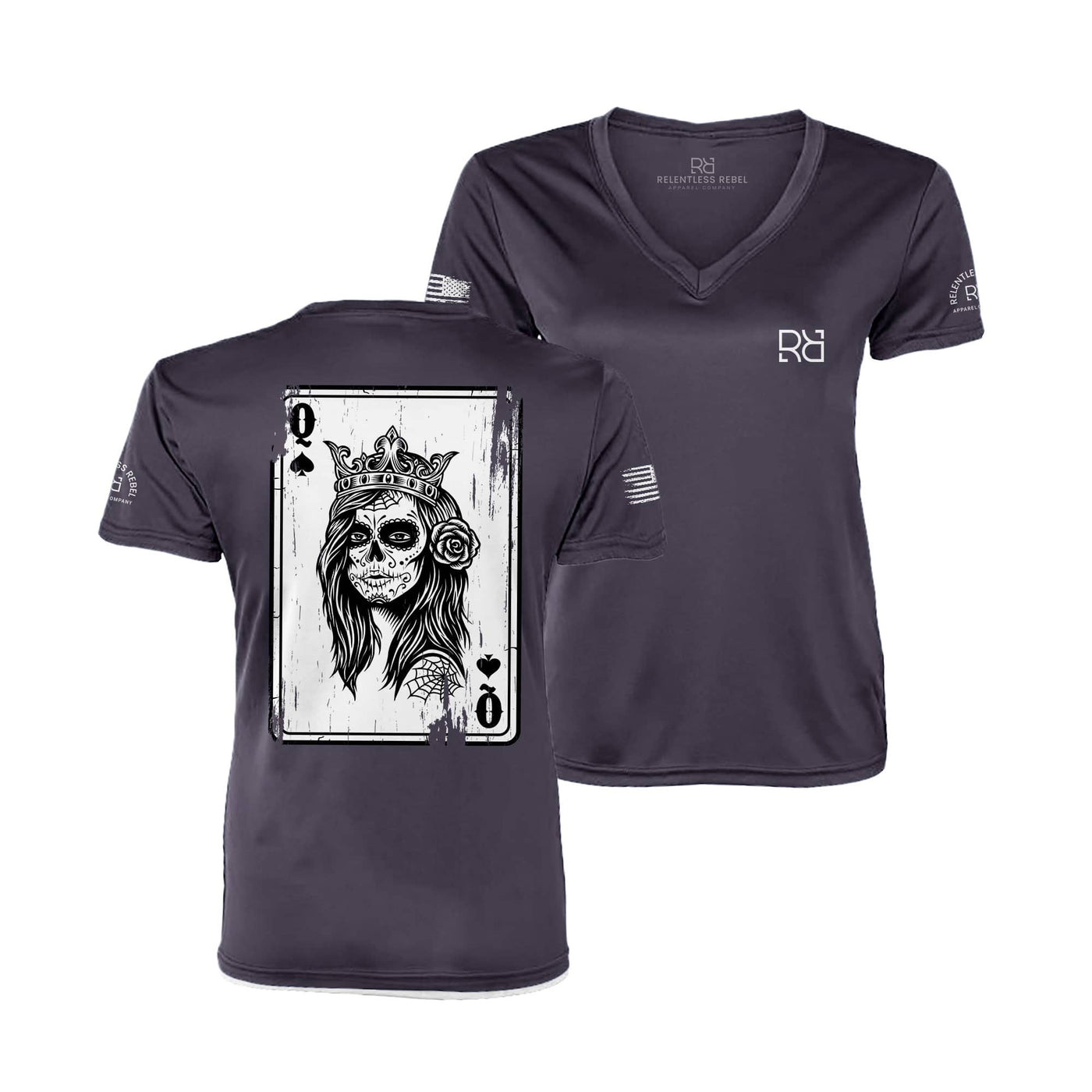 Graphite Rebel Queen "Rebel Ace" Women's V-Neck Dri Fit Tee