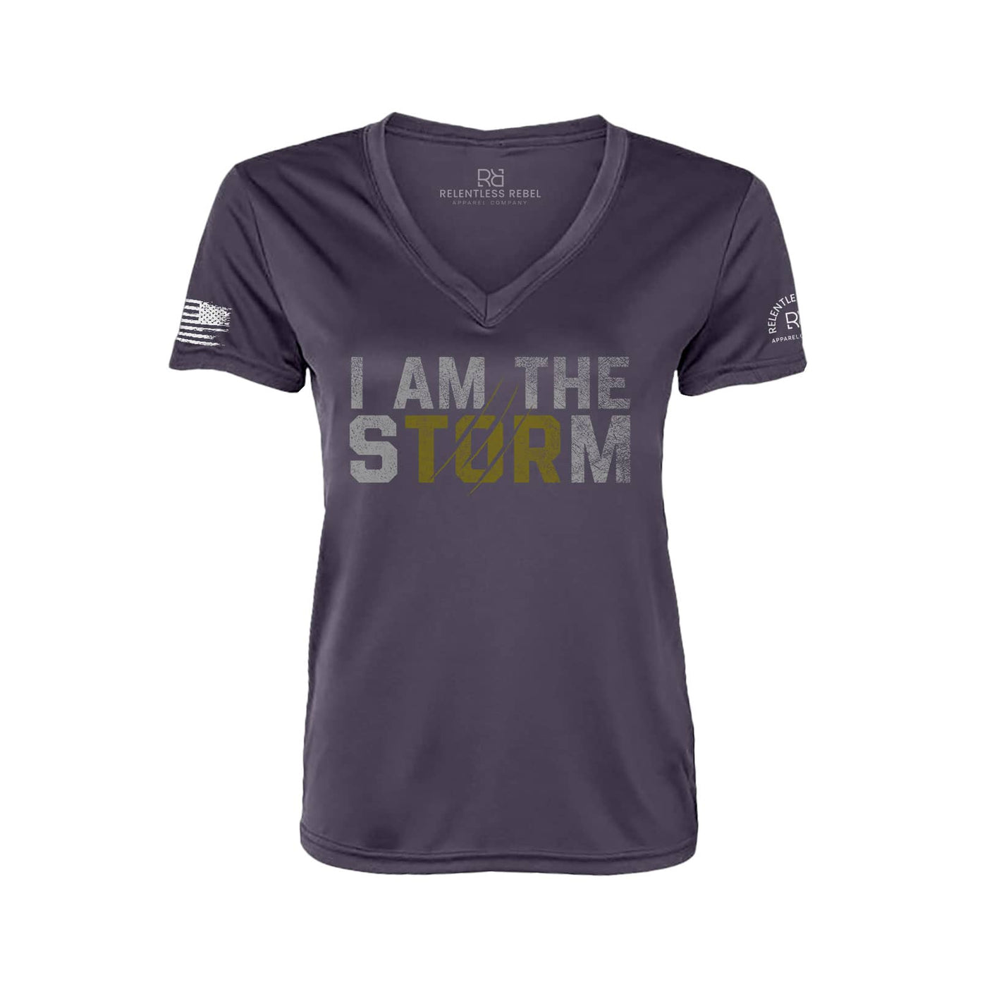 I Am The Storm Graphite Women's V-Neck Dry Fit Tee