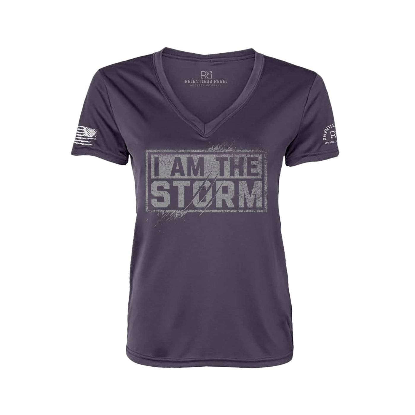 I Am The Storm Graphite Women's V-Neck Dry Fit Tee