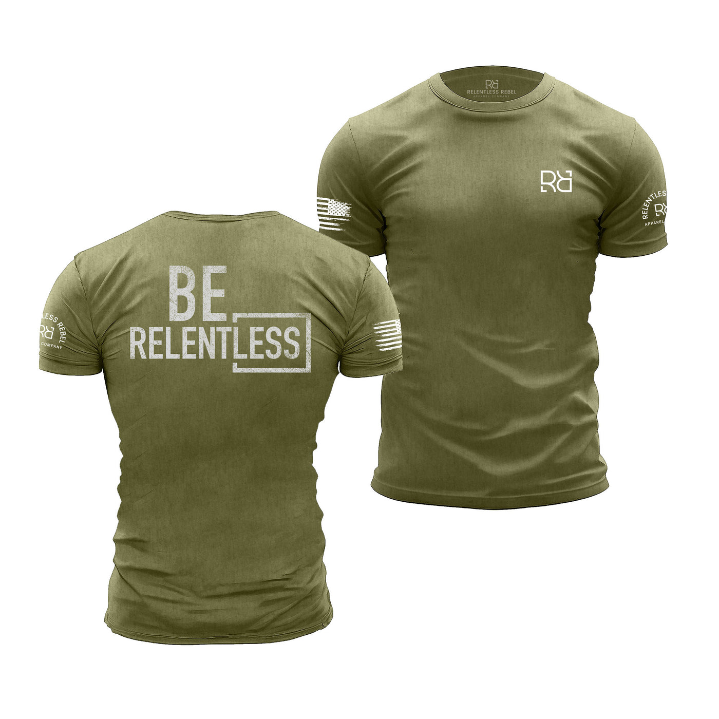 Military Green Men's Be Relentless Back Design Tee