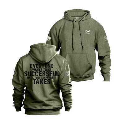 Military Green Men's Everyone Wants to Be Successful Back Design Hoodie