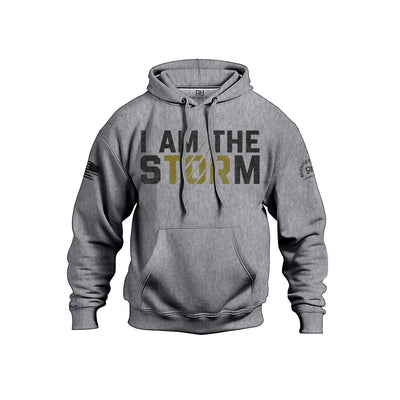 Gunmetal Heather Men's I Am The Storm Front Design Hoodie