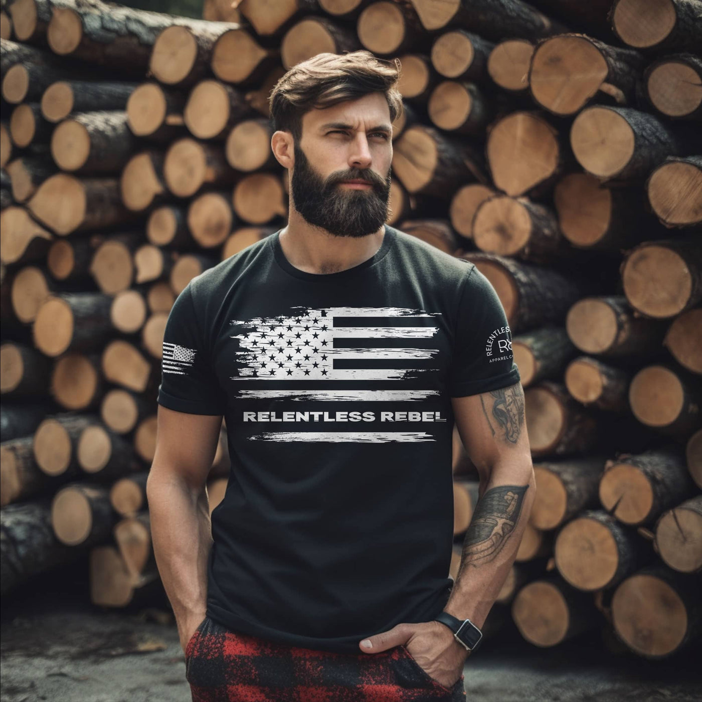 Solid Black Relentless Rebel Flag Men's Tee