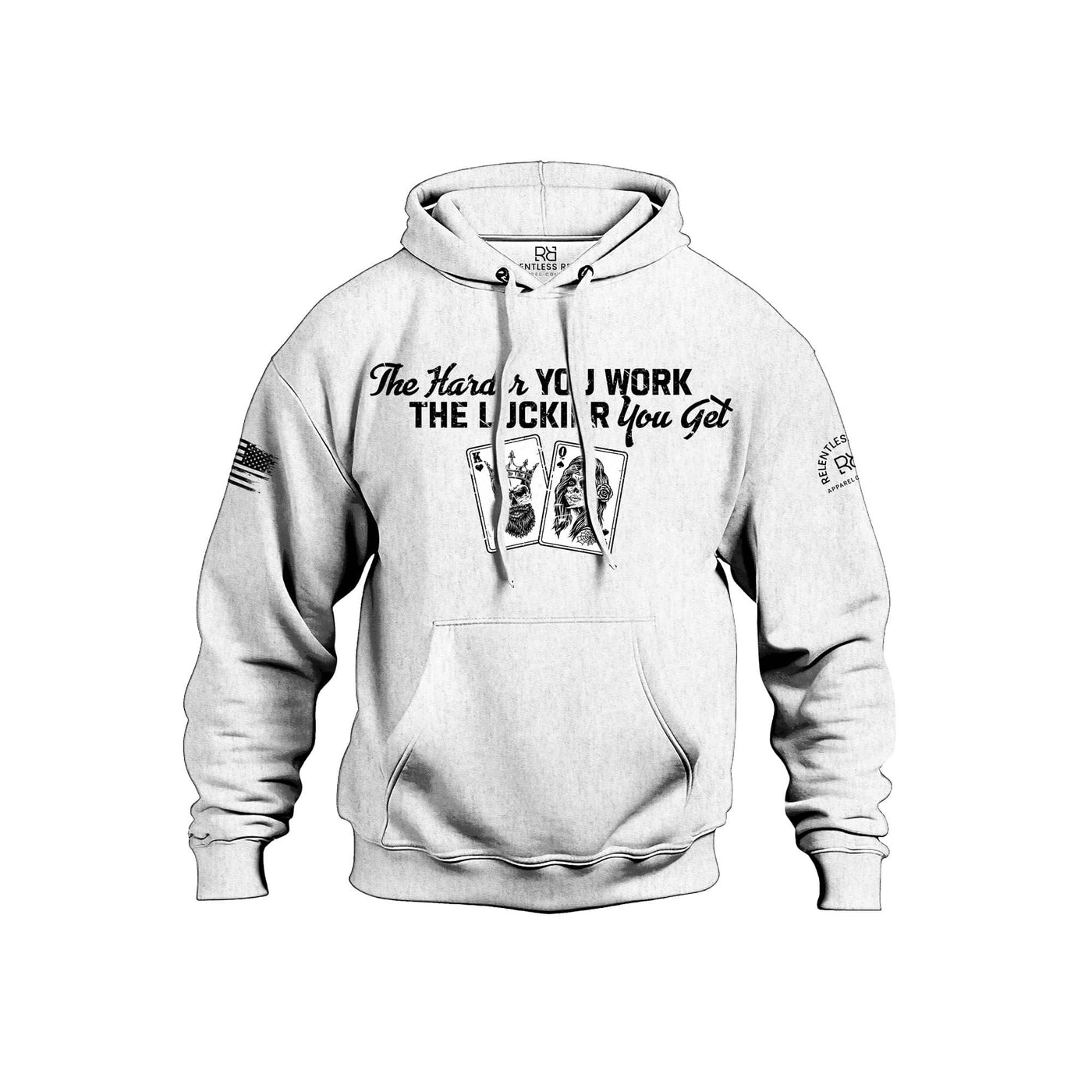 Relentless White Men's The Harder You Work Front Design Hoodie
