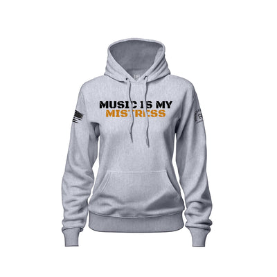 Heather Grey Women's Music Is My Mistress Front Design Hoodie