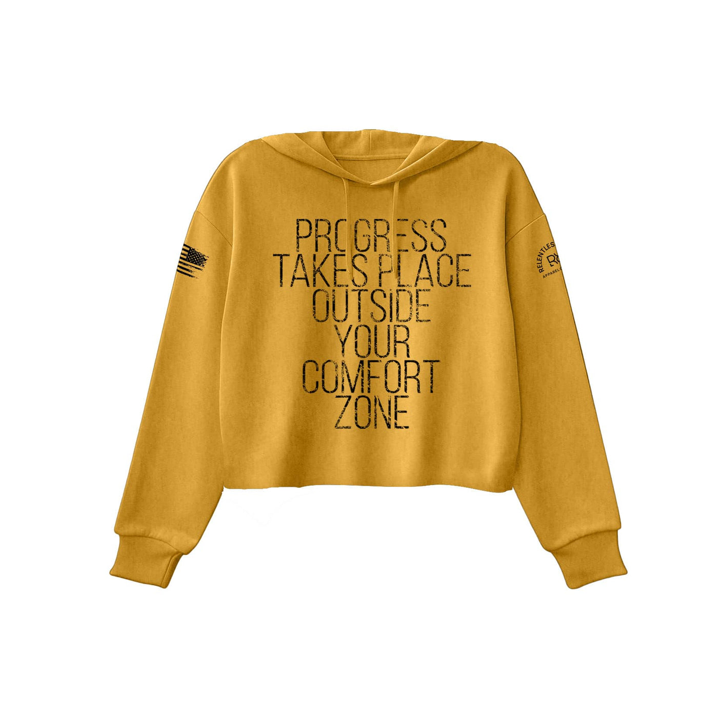 Mustard Progress Takes Place Women's Cropped Hoodie