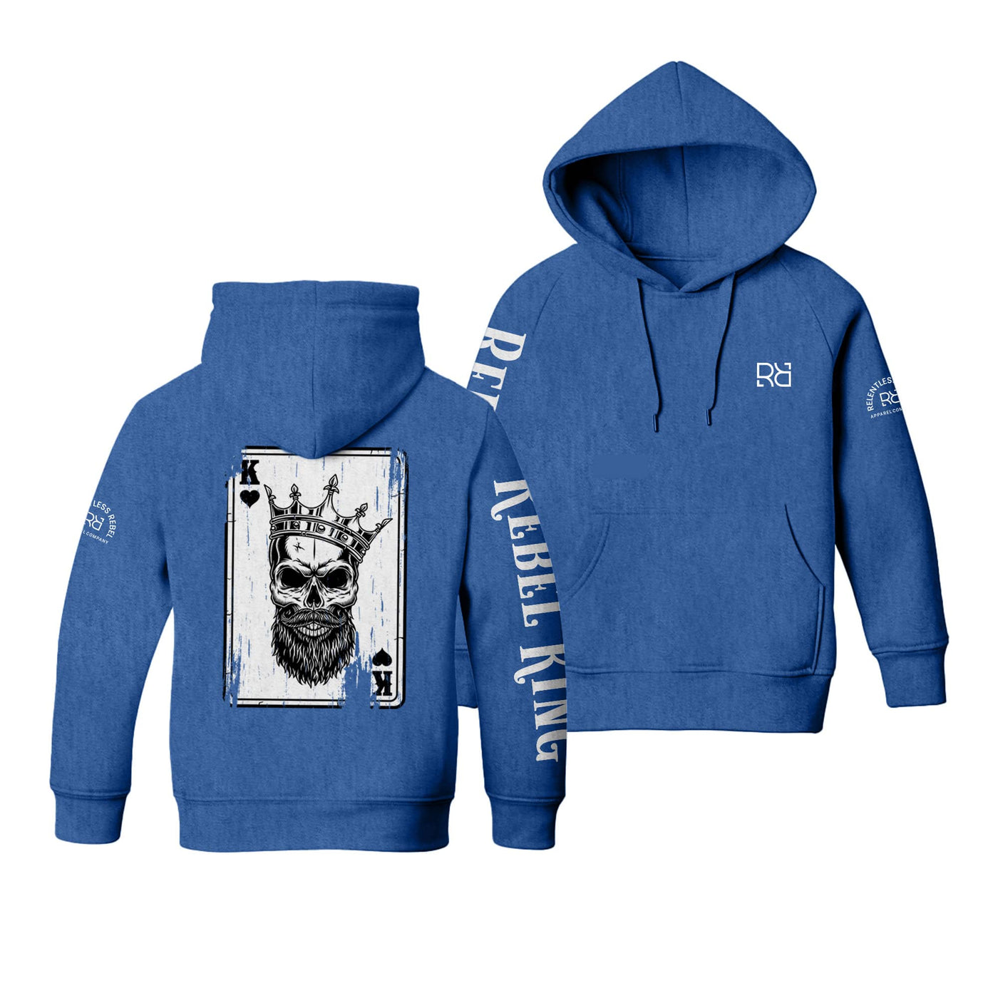 Royal Heather Youth Rebel King - Ace Sleeve and Back Design Hoodie