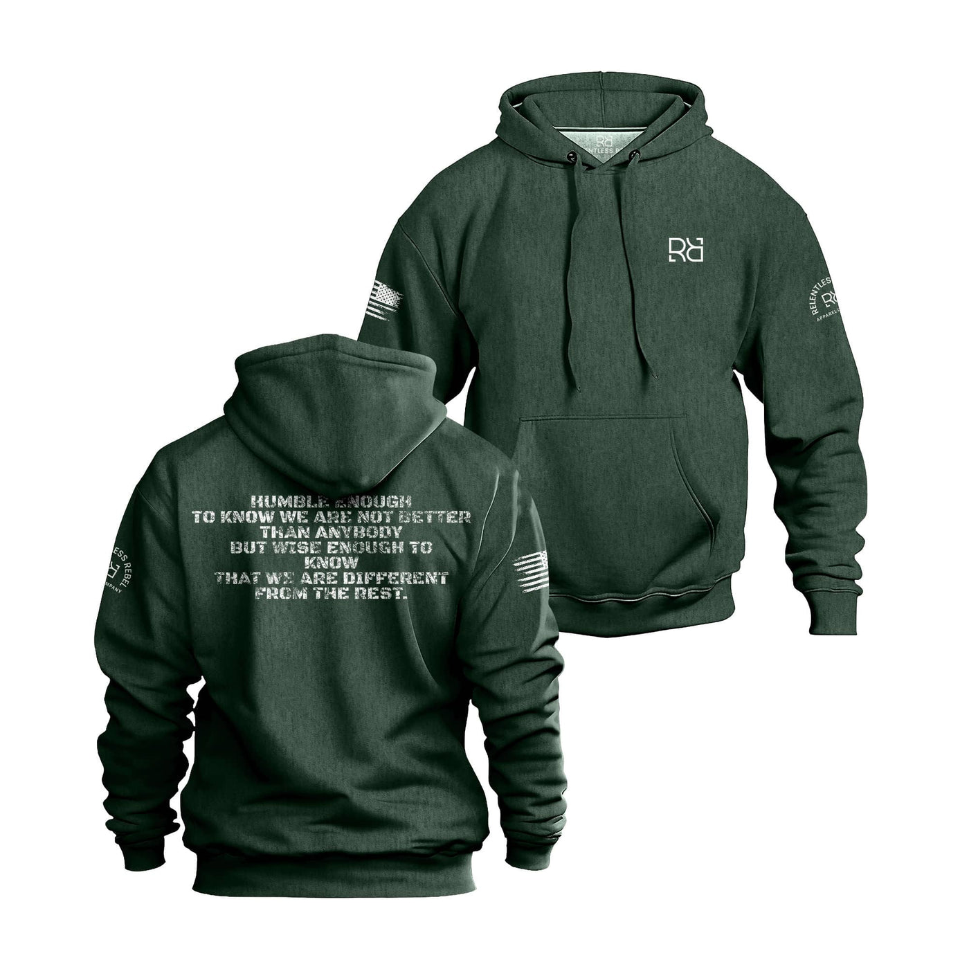 Alpine Green Men's Humble Enough Back Design Hoodie