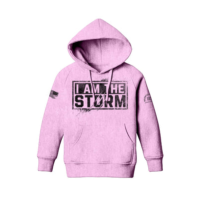 Light Pink Youth I Am The Storm Front Design Hoodie