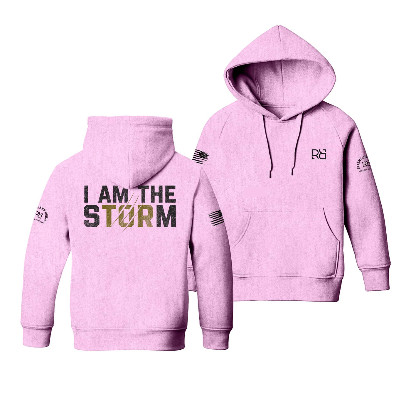 Light Pink Youth I Am The Storm Back Design Hoodie