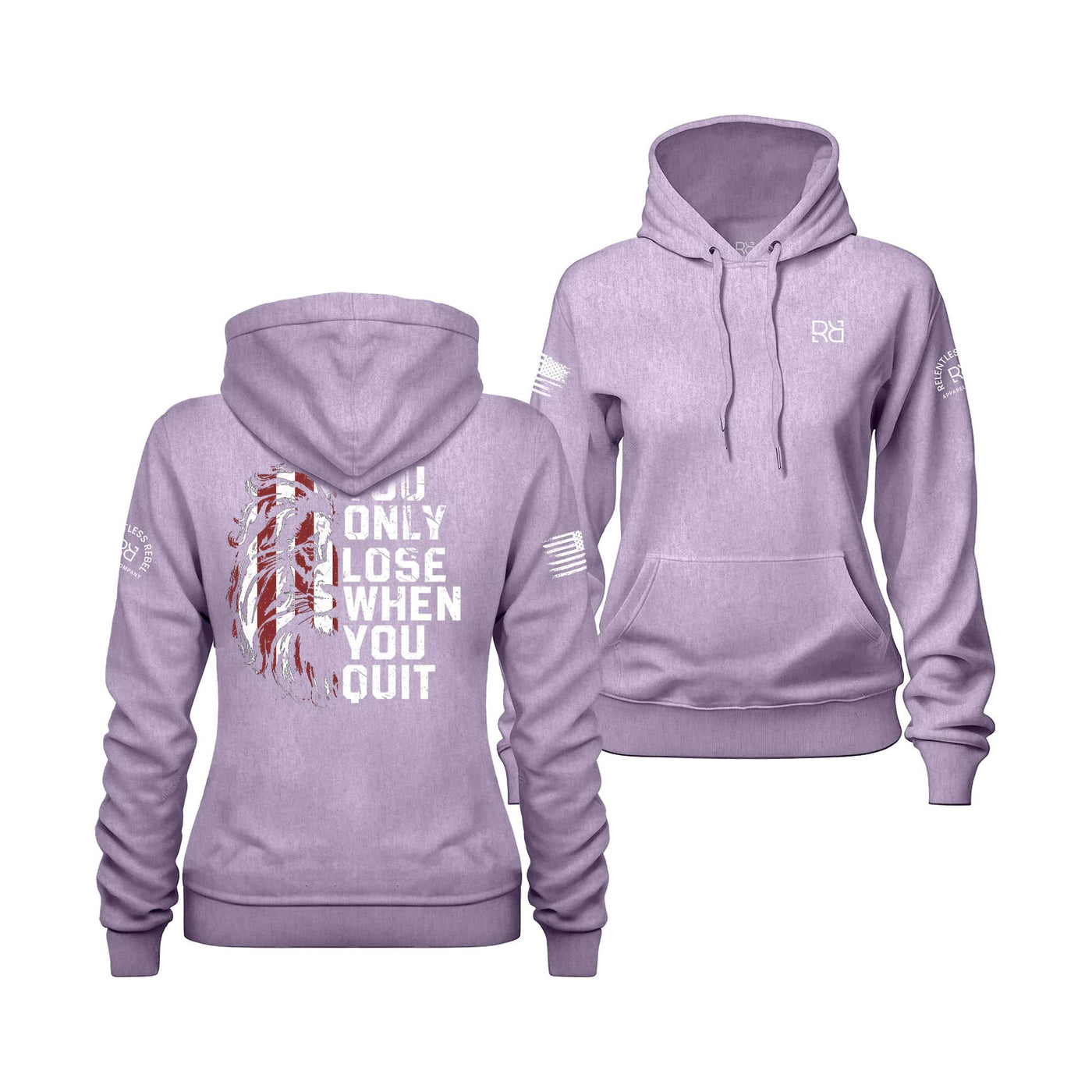 Lilac Women's You Only Lose When You Quit Back Design Hoodie